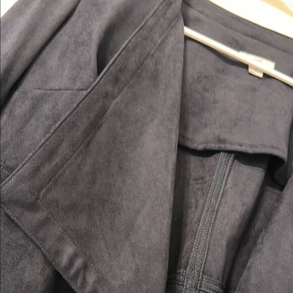 J Jill Open Front Suede Draped Blazer Women XS Waterfall Navy Matrix Moto Jacket - Picture 3 of 10